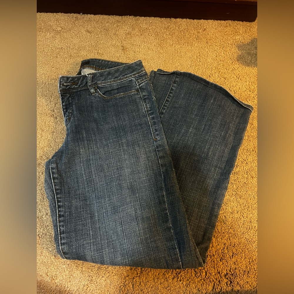 Christopher Blue Flare Jeans in Deep Blue - small hole in pic